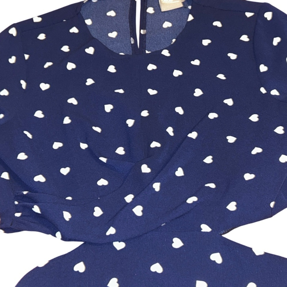 ASOS Navy Heart Pattern Open Back Mini Tea Dress - Size 6 - Picture 6 of 16